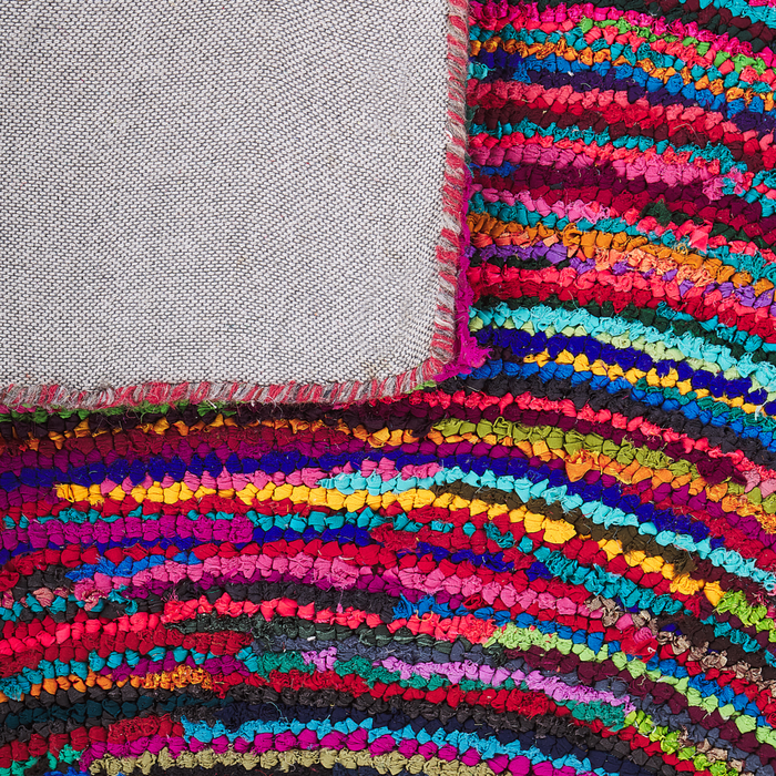 Tappeto tappetino Multicolore con Cotone 140 x 200 cm Rettangolare Motivo Astratto Intrecciato a Mano Boho