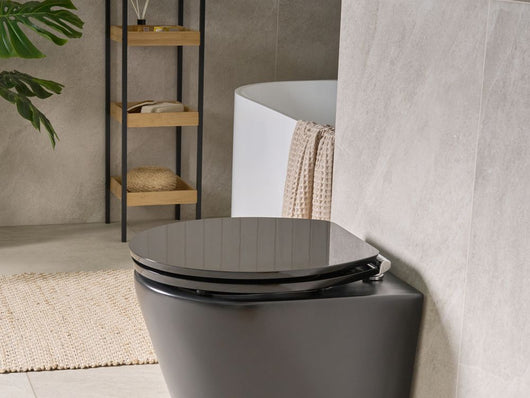 Sedile per wc in MDF nero lucido 48 x 38 cm Accessori per il bagno Stile tradizionale Wc bagno