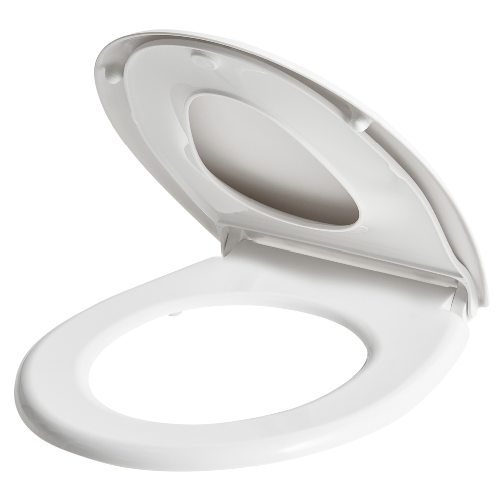 Sedile Soft Close MDF Bianco 46 x 37 cm Sistema di sgancio rapido Sedile aggiuntivo Stile moderno WC bagno