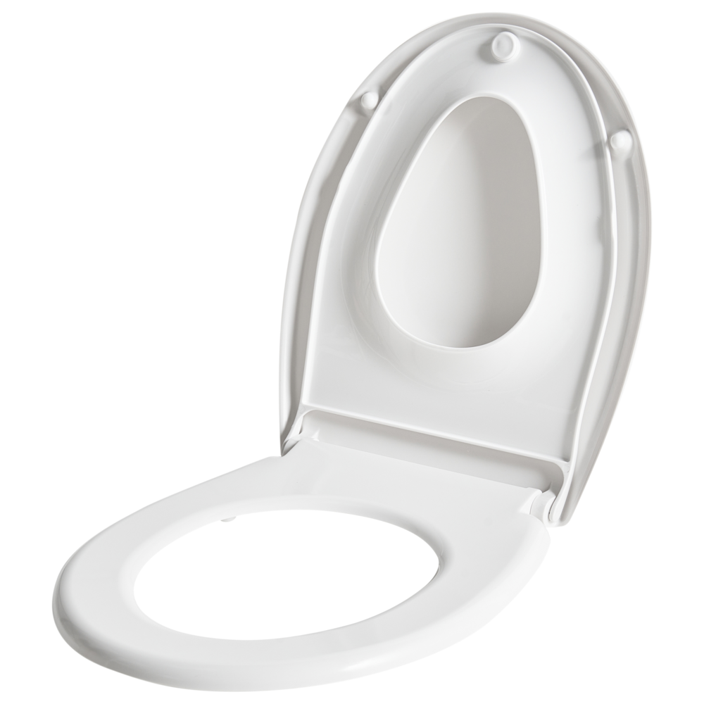 Sedile Soft Close MDF Bianco 46 x 37 cm Sistema di sgancio rapido Sedile aggiuntivo Stile moderno WC bagno