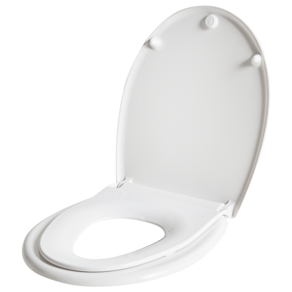 Sedile Soft Close MDF Bianco 46 x 37 cm Sistema di sgancio rapido Sedile aggiuntivo Stile moderno WC bagno