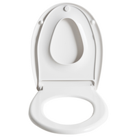 Sedile Soft Close MDF Bianco 46 x 37 cm Sistema di sgancio rapido Sedile aggiuntivo Stile moderno WC bagno