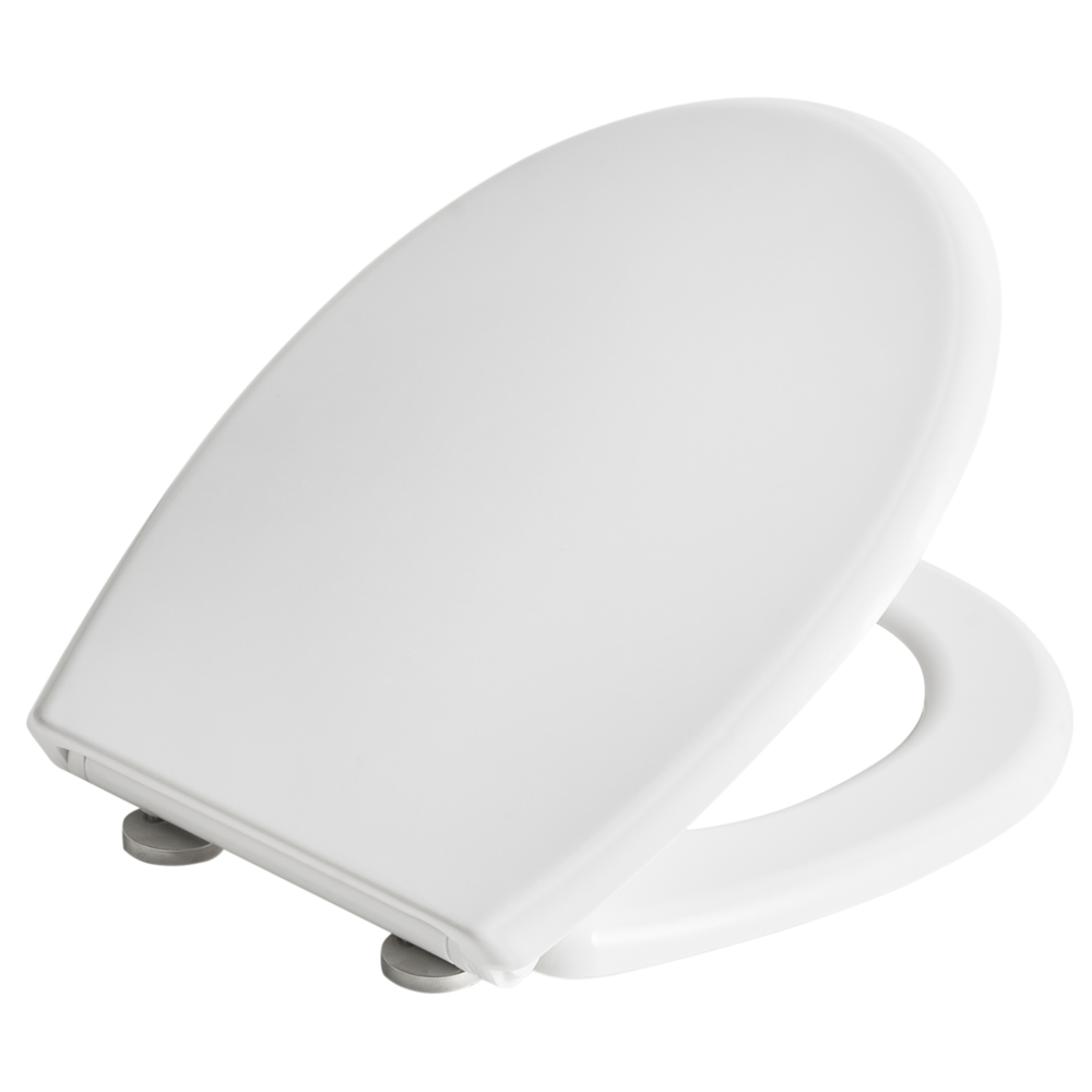 Sedile Soft Close MDF Bianco 46 x 37 cm Sistema di sgancio rapido Sedile aggiuntivo Stile moderno WC bagno