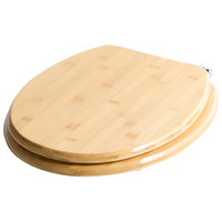 Sedile per WC scandinavo in bambù marrone chiaro 42 x 35 cm Distanza tra i fori 16 cm Finitura lucida Stile moderno WC per bagno