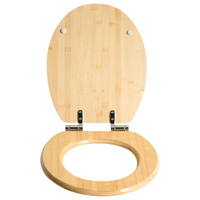 Sedile per WC scandinavo in bambù marrone chiaro 42 x 35 cm Distanza tra i fori 16 cm Finitura lucida Stile moderno WC per bagno