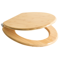 Sedile per WC scandinavo in bambù marrone chiaro 42 x 35 cm Distanza tra i fori 16 cm Finitura lucida Stile moderno WC per bagno