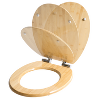 Sedile per WC scandinavo in bambù marrone chiaro 42 x 35 cm Distanza tra i fori 16 cm Finitura lucida Stile moderno WC per bagno