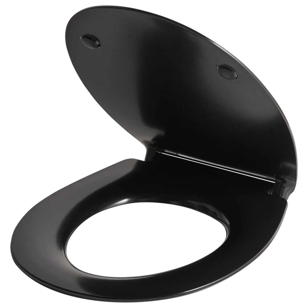 Sedile per wc Duroplast nero 45 x 38 cm Distanza tra i fori 16 cm Chiusura morbida a sgancio rapido Stile moderno wc bagno