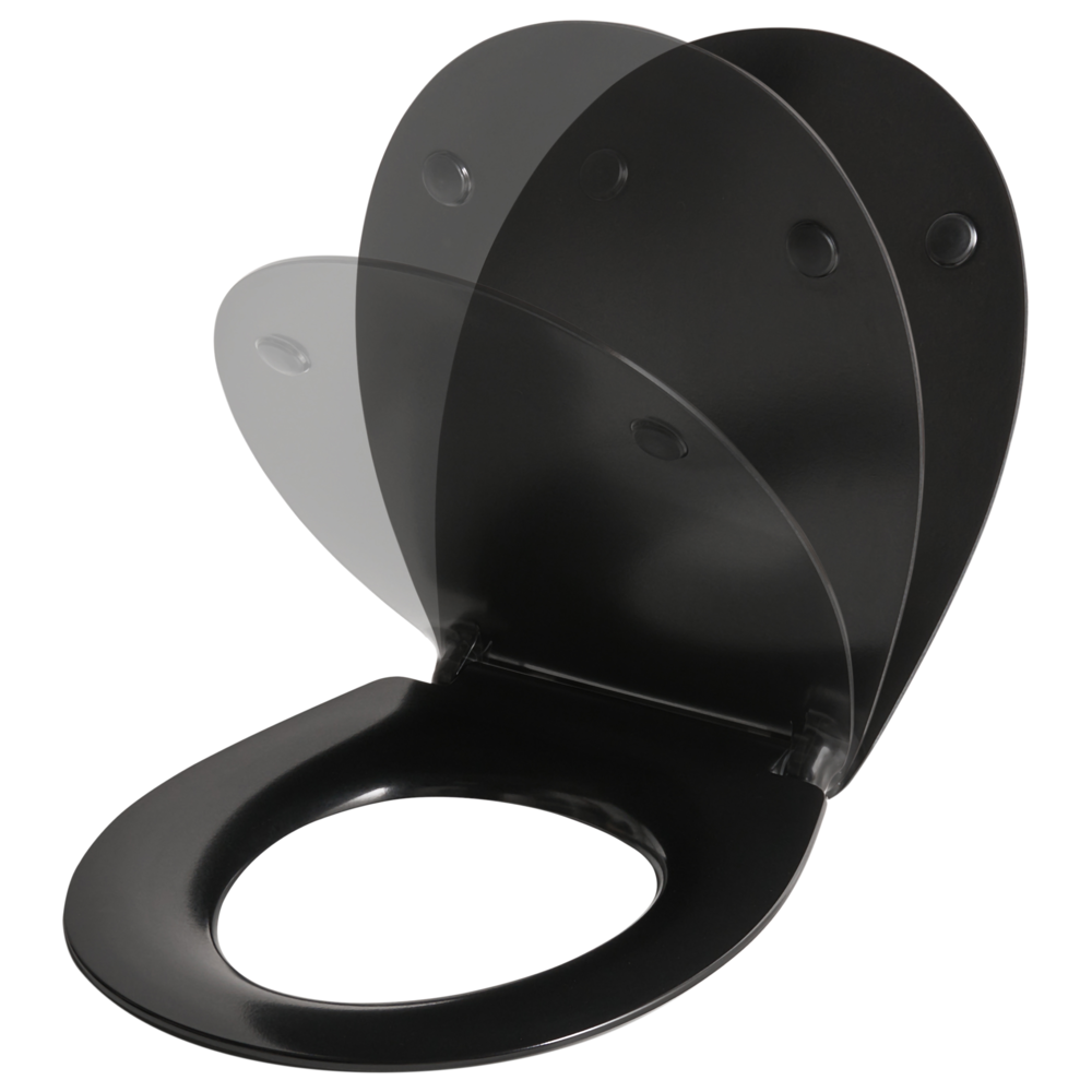 Sedile per wc Duroplast nero 45 x 38 cm Distanza tra i fori 16 cm Chiusura morbida a sgancio rapido Stile moderno wc bagno