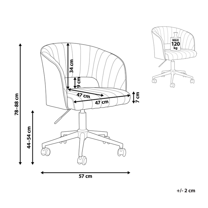 Moderna poltrona girevole da ufficio con braccioli e altezza regolabile Boucle bianco sporco