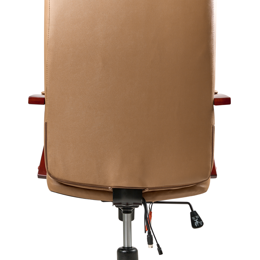 Poltrona massaggiante in pelle girevole riscaldata regolabile con base cromata marrone chiaro Girevole Altezza Regolabile