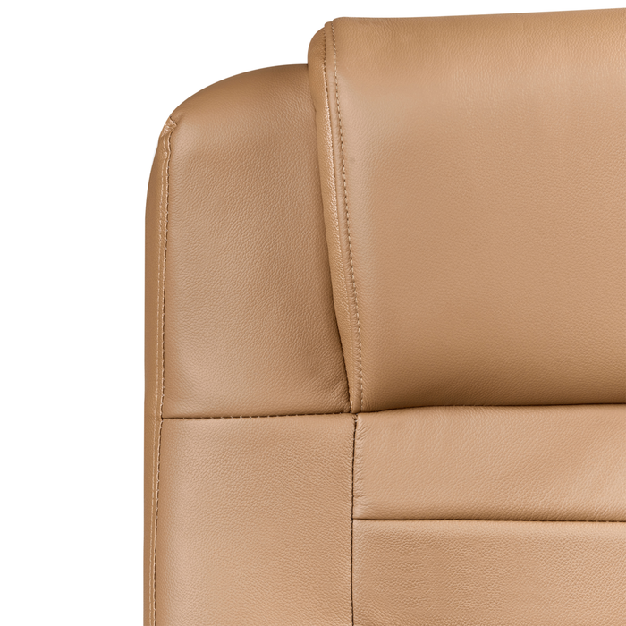 Poltrona massaggiante in pelle girevole riscaldata regolabile con base cromata marrone chiaro Girevole Altezza Regolabile