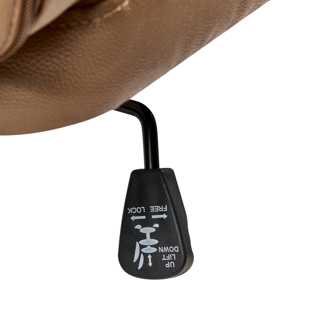 Poltrona massaggiante in pelle girevole riscaldata regolabile con base cromata marrone chiaro Girevole Altezza Regolabile