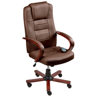 Poltrona massaggiante in pelle girevole riscaldata regolabile con base cromata marrone scuro Girevole Altezza Regolabile