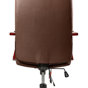 Poltrona massaggiante in pelle girevole riscaldata regolabile con base cromata marrone scuro Girevole Altezza Regolabile