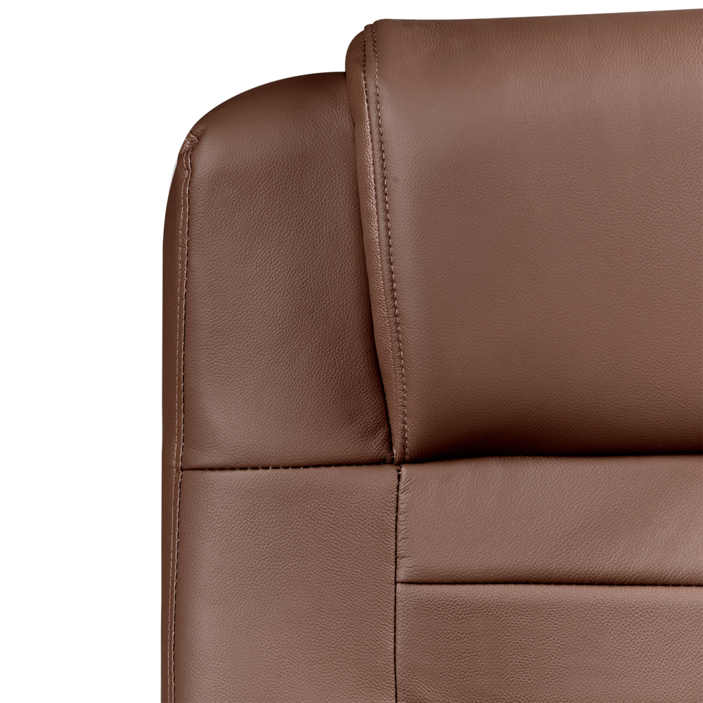 Poltrona massaggiante in pelle girevole riscaldata regolabile con base cromata marrone scuro Girevole Altezza Regolabile