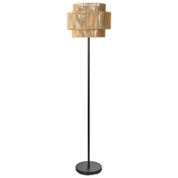 Lampada da terra Corda di carta naturale con base nera opaca Camera da letto Soggiorno Stile Boho