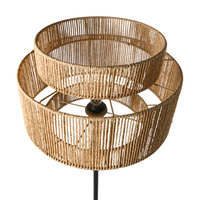 Lampada da terra Corda di carta naturale con base nera opaca Camera da letto Soggiorno Stile Boho