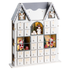 Accogliente decorazione natalizia a LED con figurine a forma di casetta in legno Calendario dell'Avvento bianco