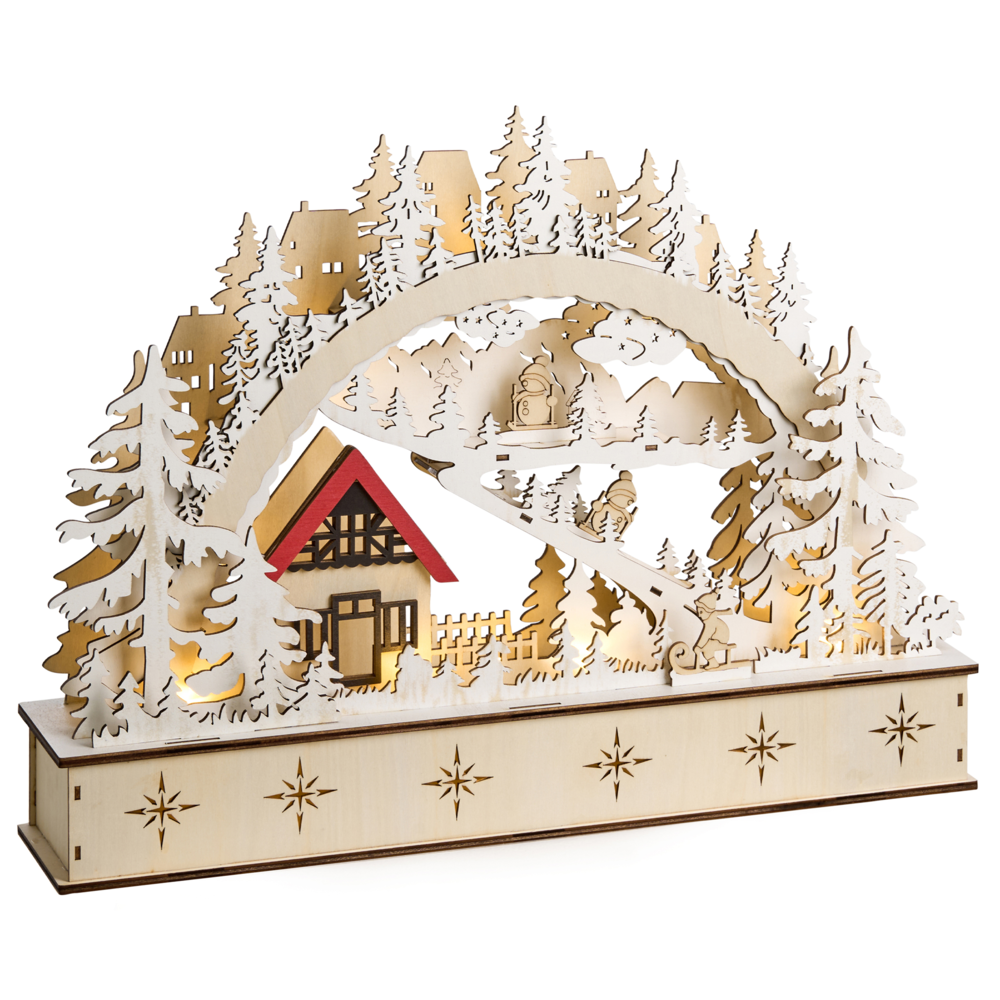 Decorazione natalizia in legno con luci LED Accessori natalizi Marrone chiaro