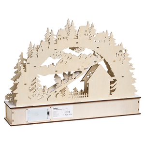 Decorazione natalizia in legno con luci LED Accessori natalizi Marrone chiaro