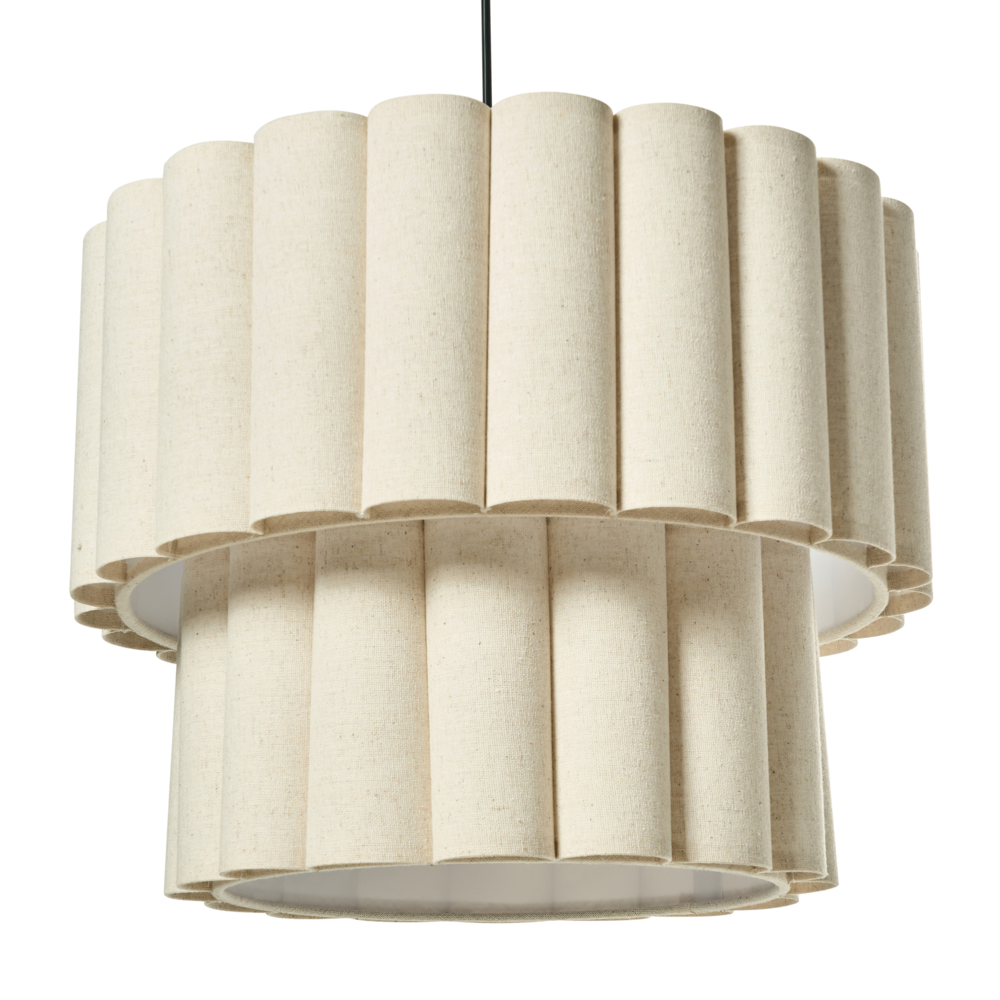 Lampada a sospensione moderna con paralume in tessuto di lino luce soffusa nero opaco beige chiaro