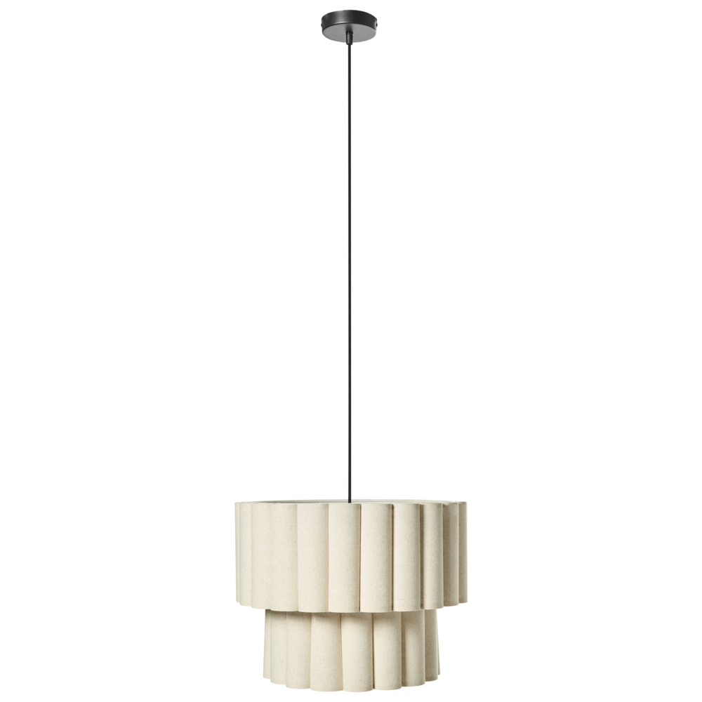 Lampada a sospensione moderna con paralume in tessuto di lino luce soffusa nero opaco beige chiaro