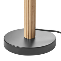 Lampada da tavolo con paralume in tessuto e in legno di gomma naturale Beige chiaro