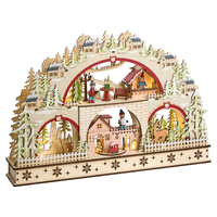 Decorazione natalizia in legno con statuetta LED Accessori natalizi Marrone chiaro