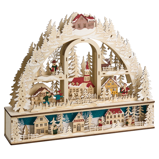 Decorazione natalizia in legno con illuminazione LED Ornamento Accessori natalizi alimentati a batteria Marrone chiaro