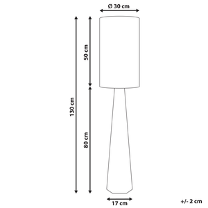 Lampada da terra moderna con paralume a tamburo in tessuto di lino e legno di gomma naturale