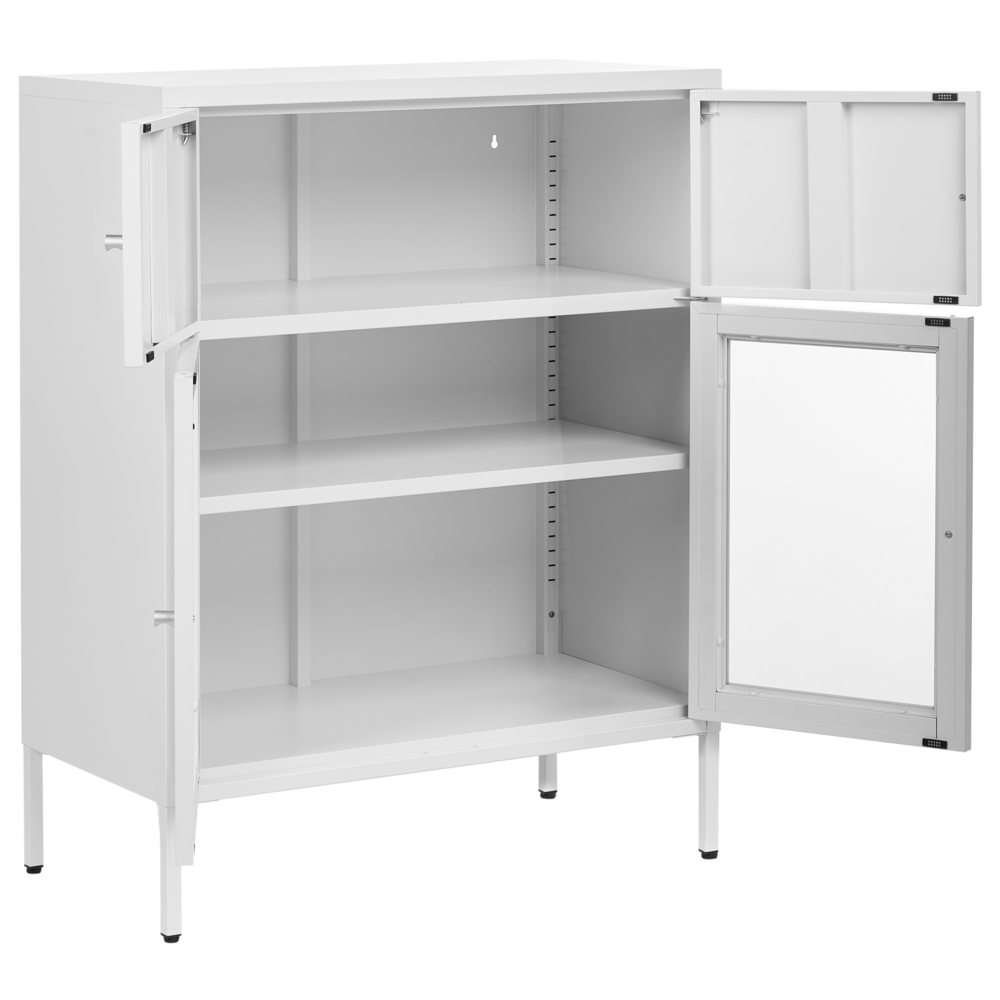 Vetrinetta in ferro bianco con 2 ante in vetro e 2 scomparti chiusi Stile scandinavo