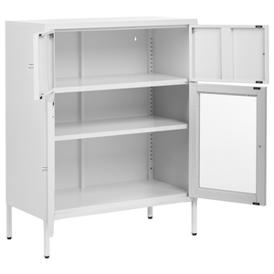 Vetrinetta in ferro bianco con 2 ante in vetro e 2 scomparti chiusi Stile scandinavo
