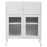 Vetrinetta in ferro bianco con 2 ante in vetro e 2 scomparti chiusi Stile scandinavo