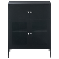 Vetrinetta in ferro nero con 2 ante in vetro e 2 scomparti chiusi Stile scandinavo