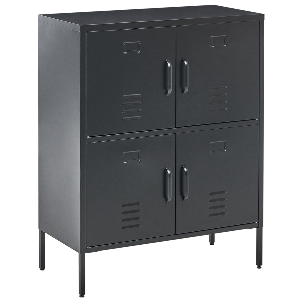 Credenza in ferro nero a 4 ante per documenti da casa