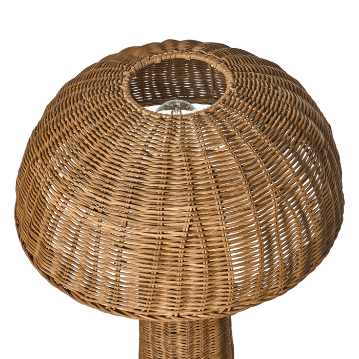 Lampada da terra Boho con paralume in rattan e base in vimini per soggiorno e camera da letto marrone