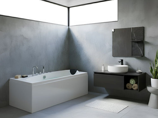 Vasca idromassaggio in acrilico bianco con luci LED lato destro Poggiatesta Luci LED 175 x 80 cm