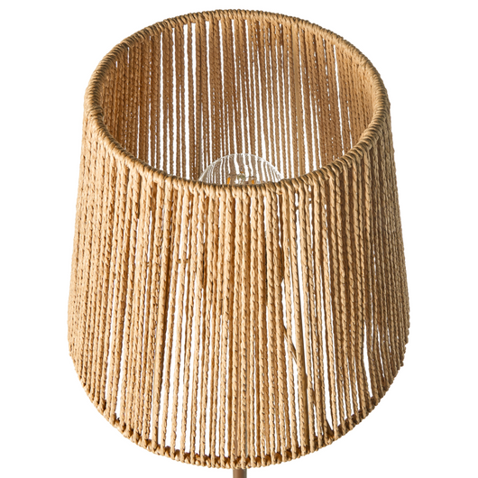 Lampada da terra in carta marrone paralume di corda metallo ferro finitura opaca base gabbia paralume luce camera da letto soggiorno stile Boho