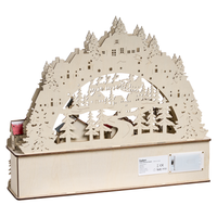 Decorazione natalizia con luce LED Ornamento luminoso in legno marrone a batteria