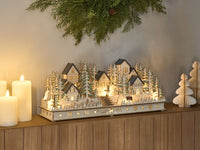 Decorazione natalizia in legno marrone illuminato con luci LED Ornamento a batteria