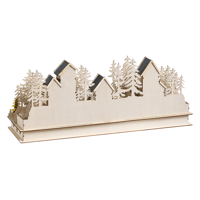 Decorazione natalizia in legno marrone illuminato con luci LED Ornamento a batteria