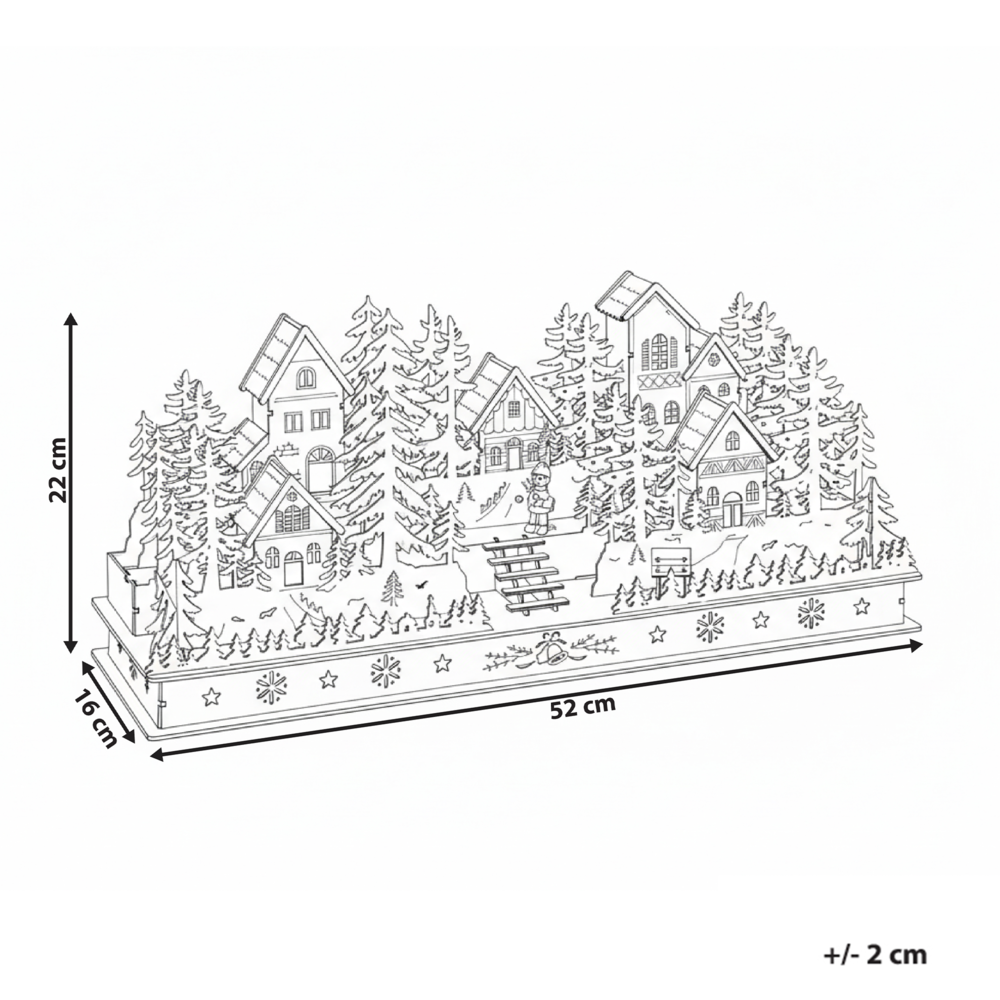 Decorazione natalizia in legno marrone illuminato con luci LED Ornamento a batteria