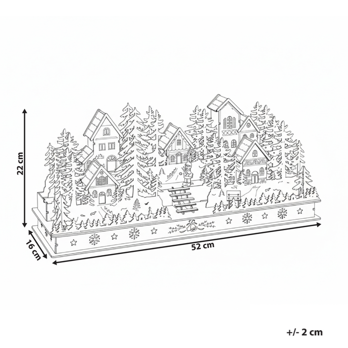 Decorazione natalizia in legno marrone illuminato con luci LED Ornamento a batteria