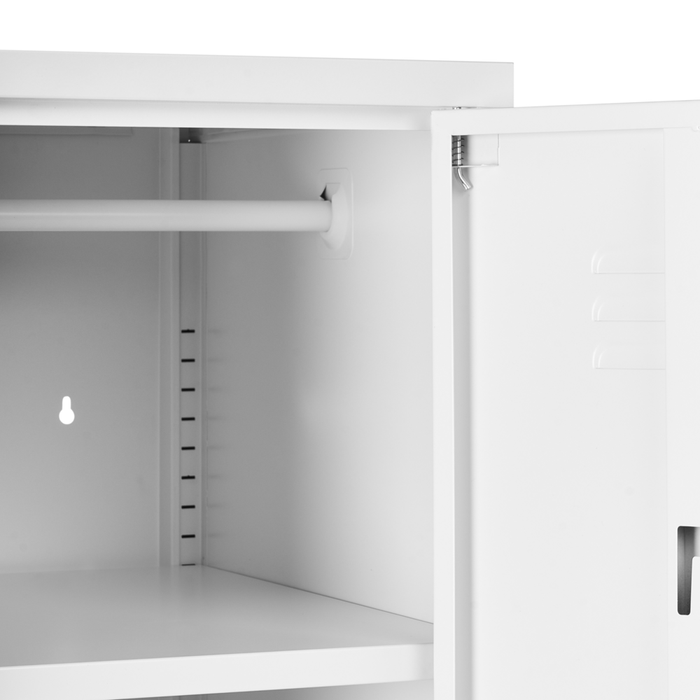 Armadietto in metallo bianco con 5 ripiani e binario Ufficio domestico moderno