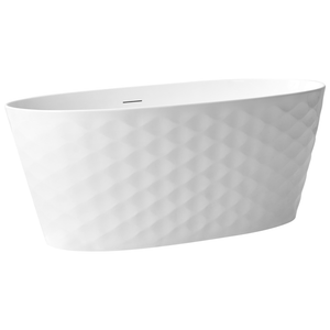 Vasca da bagno ovale moderna indipendente 150 x 75 cm Finitura acrilica lucida Motivo a rombi Bianco