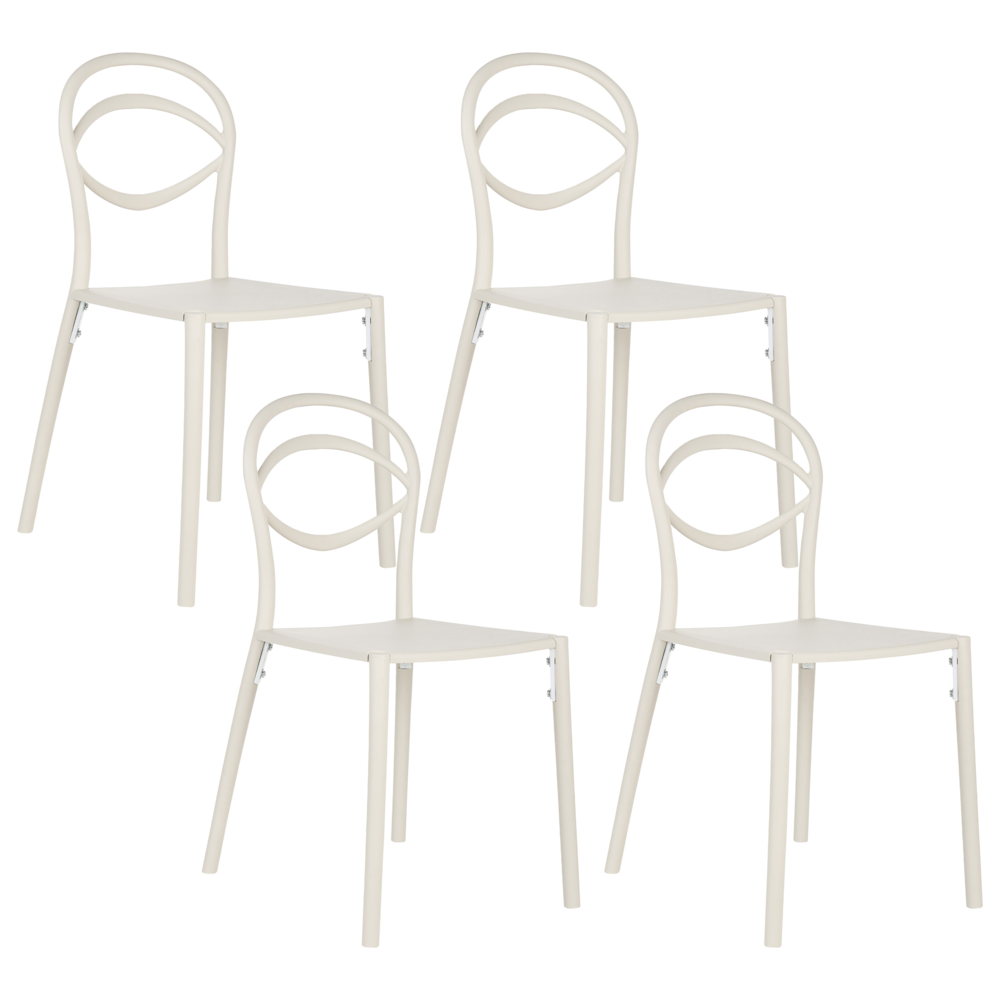 Set di 4 sedie da giardino leggere e resistenti alle intemperie colore bianco sporco stile moderno