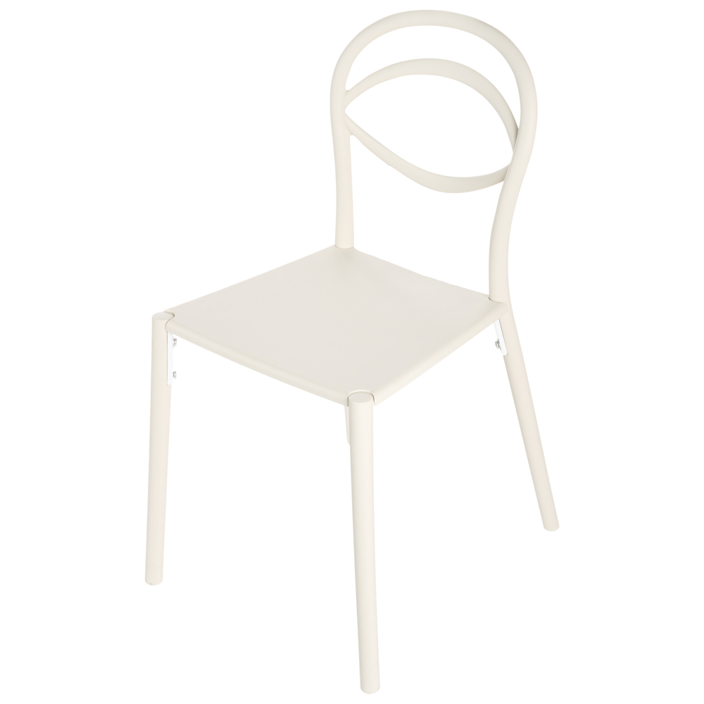 Set di 4 sedie da giardino leggere e resistenti alle intemperie colore bianco sporco stile moderno