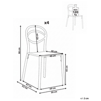 Set di 4 sedie da giardino leggere e resistenti alle intemperie colore bianco sporco stile moderno
