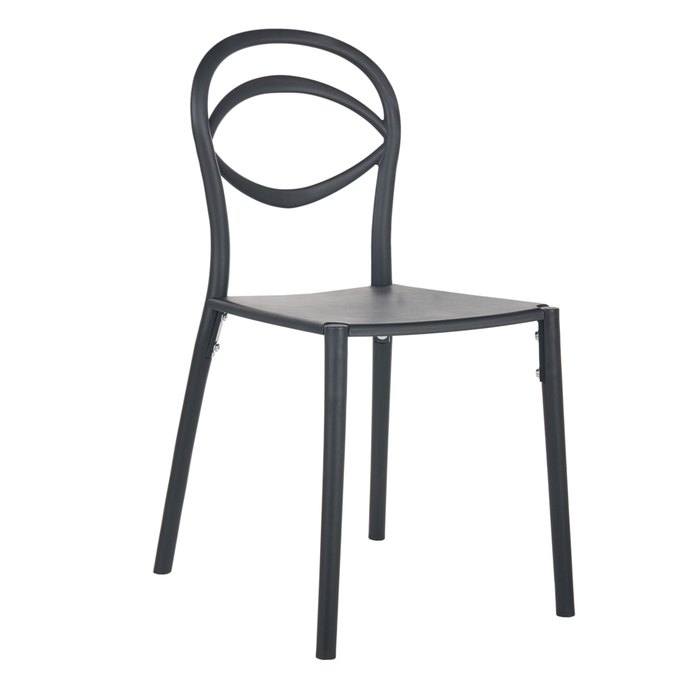 Set di 4 sedie da giardino leggere e resistenti alle intemperie colore nero stile moderno